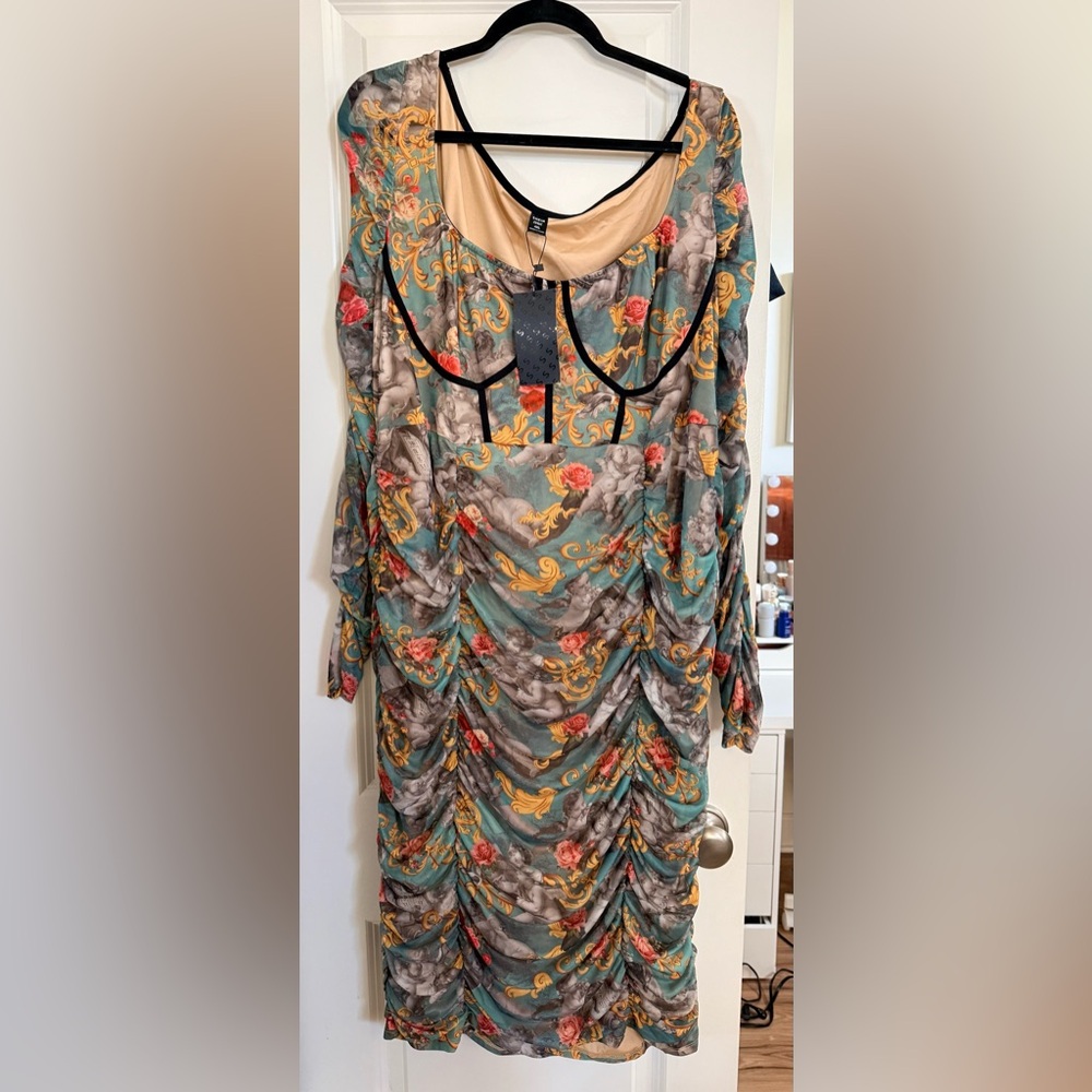 SHEIN corset Cherub Print ruched dress
